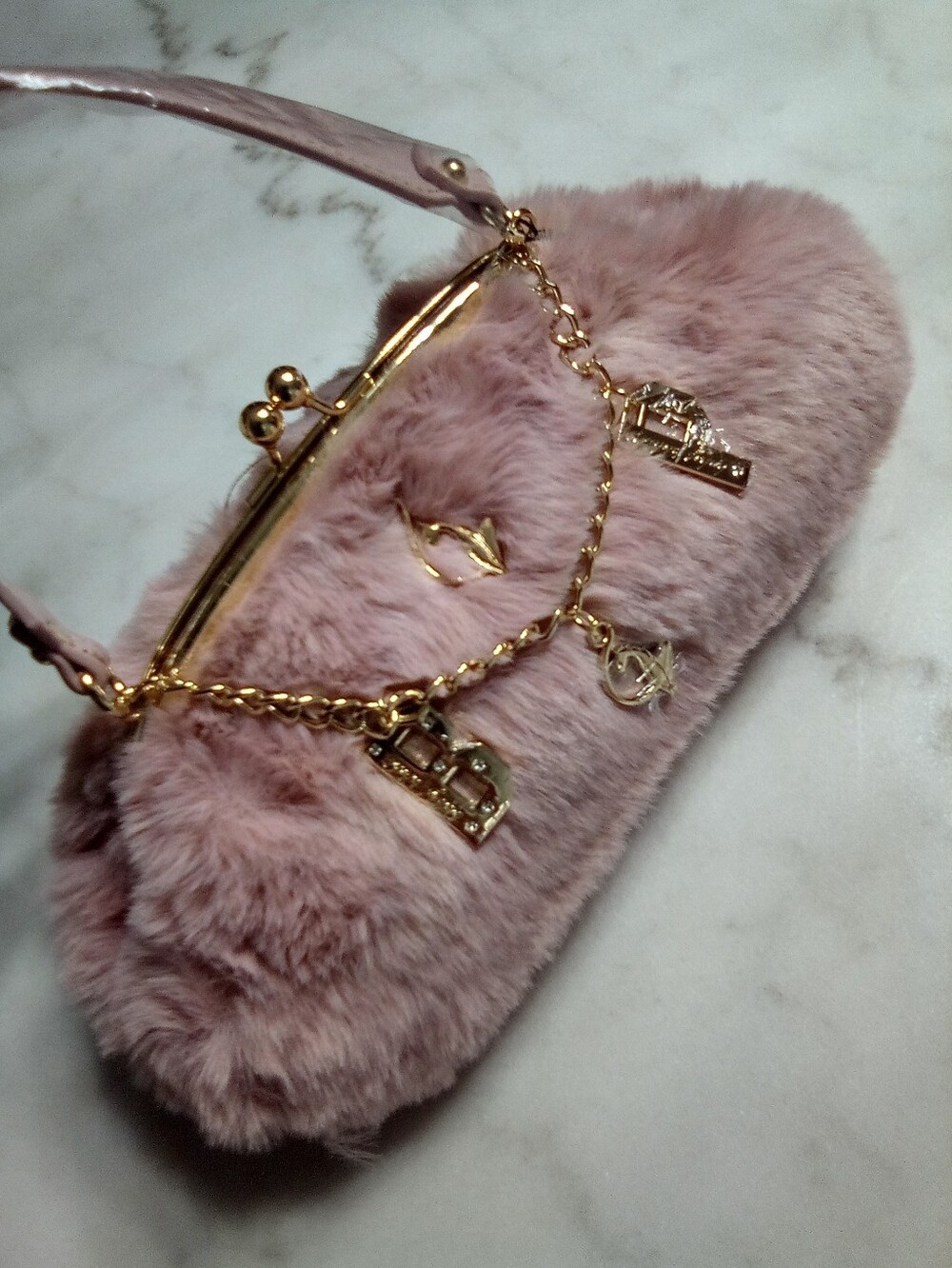 Baby Phat Pink Fluffy Purse w/Charms